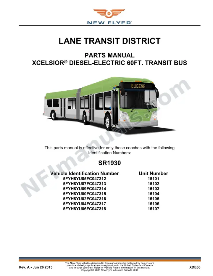 SR1930 Parts Manual, Lane Transit District first-page preview