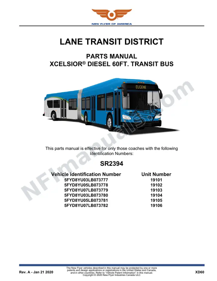 SR2394 Parts Manual, Lane Transit District first-page preview