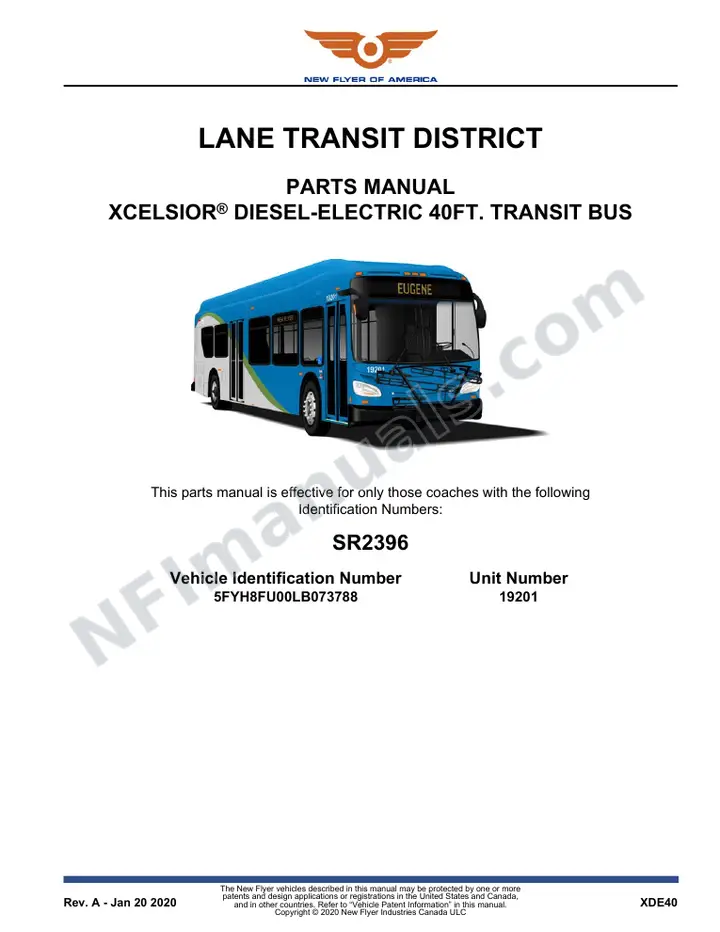 SR2396 Parts Manual, Lane Transit District first-page preview