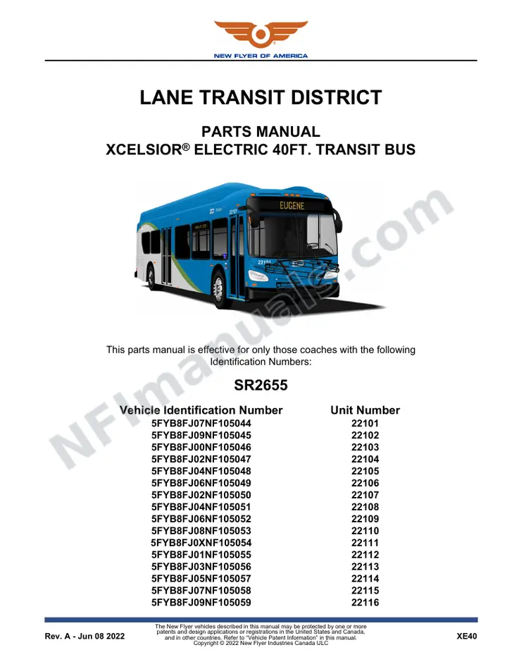 SR2655 Parts Manual, Lane Transit District first-page preview