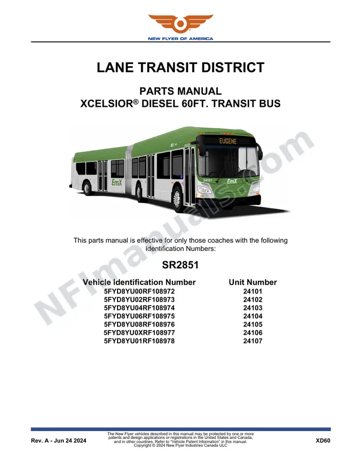 SR2851 Parts Manual, Lane Transit District first-page preview