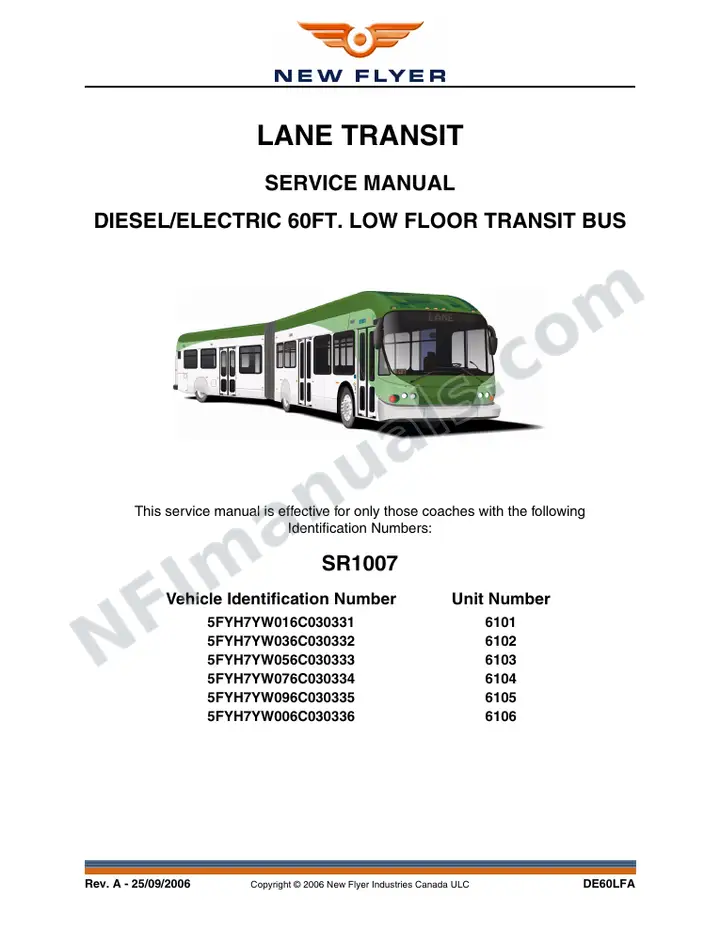 SR1007 Service Manual, Lane Transit first-page preview