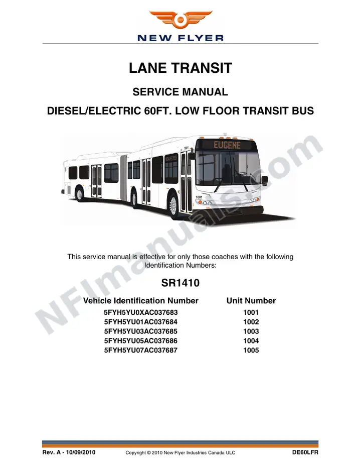 SR1410 Service Manual, Lane Transit first-page preview