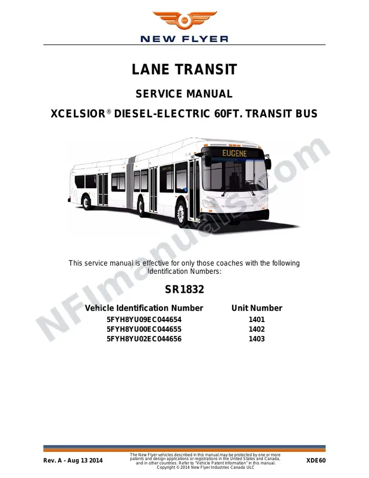 SR1832 Service Manual, Lane Transit first-page preview