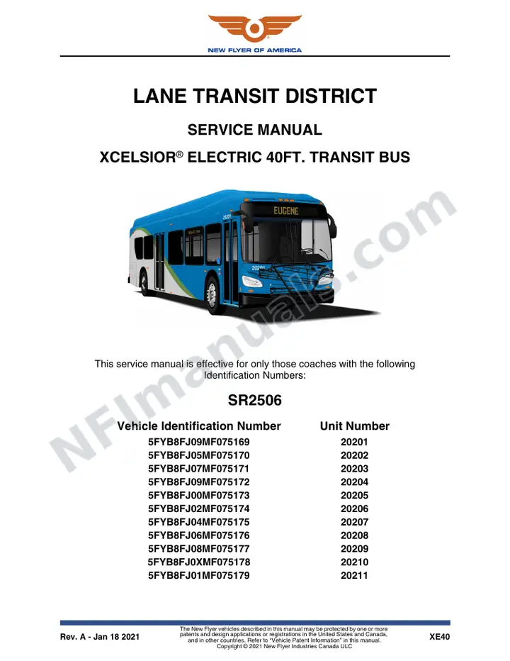 SR2506 Service Manual, Lane Transit District first-page preview