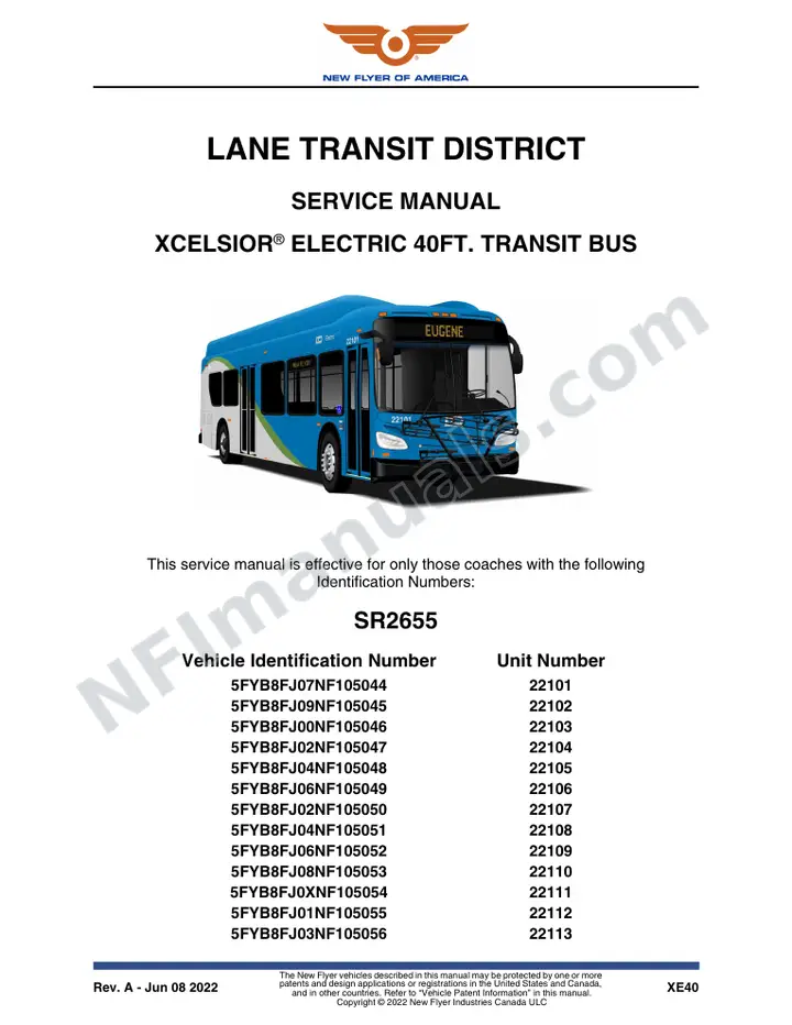 SR2655 Service Manual, Lane Transit District first-page preview