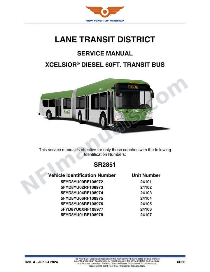 SR2851 Service Manual, Lane Transit District first-page preview
