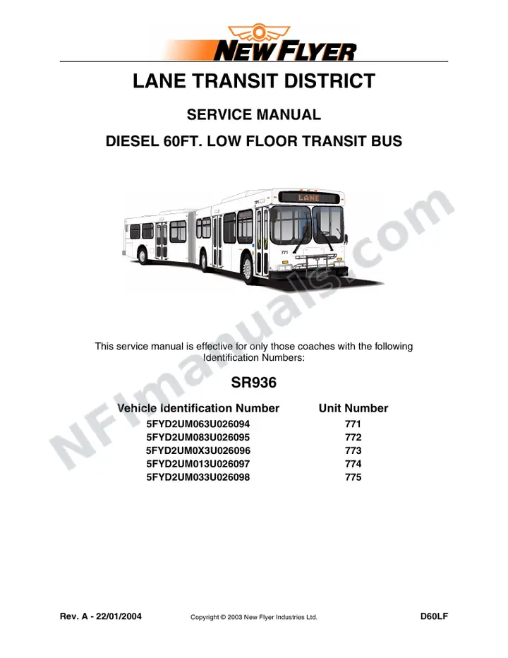 SR936 Service Manual, Lane Transit District first-page preview