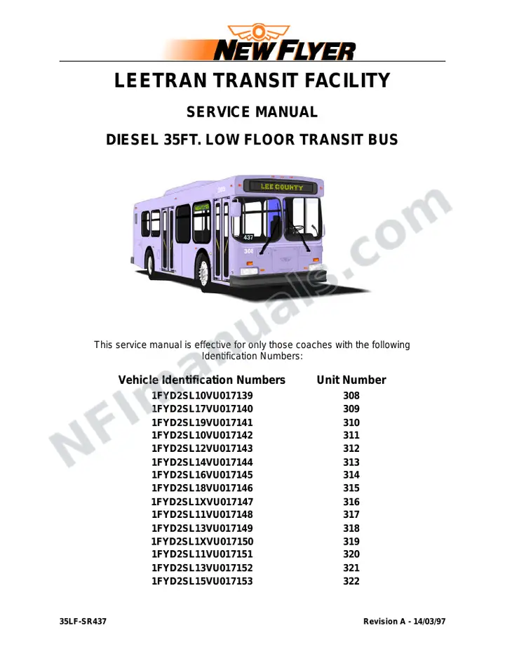 New Flyer D35LF Manual Package - LeeTran included manual preview