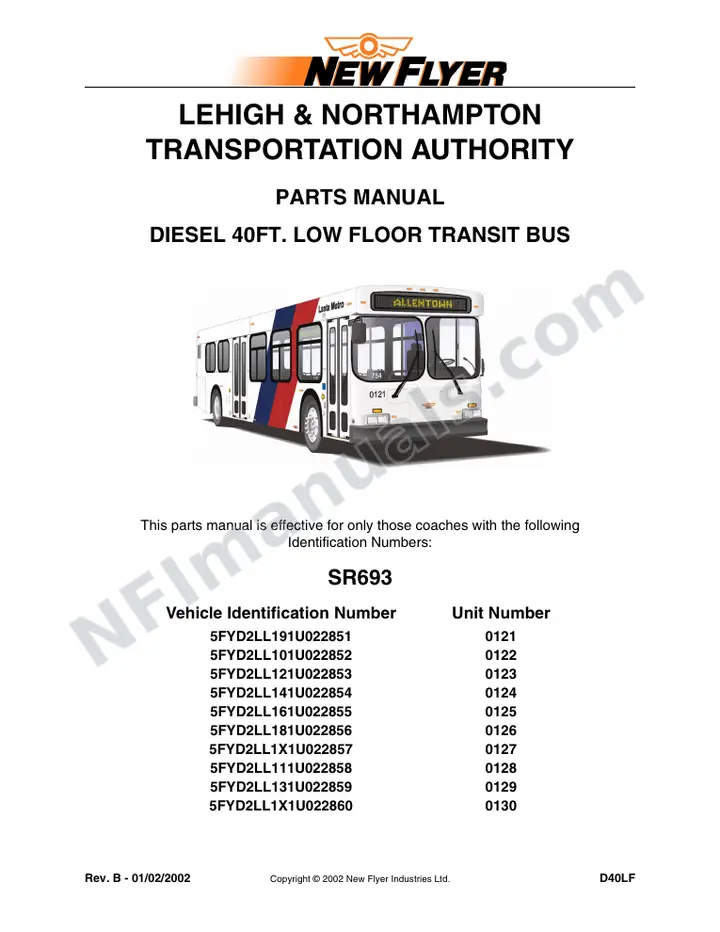 SR693/754 Parts Manual, Lehigh & Northampton Transportation Authority (LANTA) first-page preview