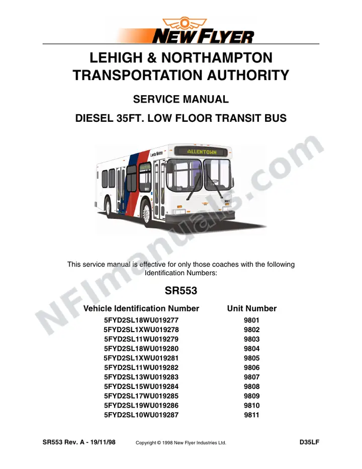 SR553 Service Manual, Lehigh & Northampton Transportation Authority (LANTA) first-page preview