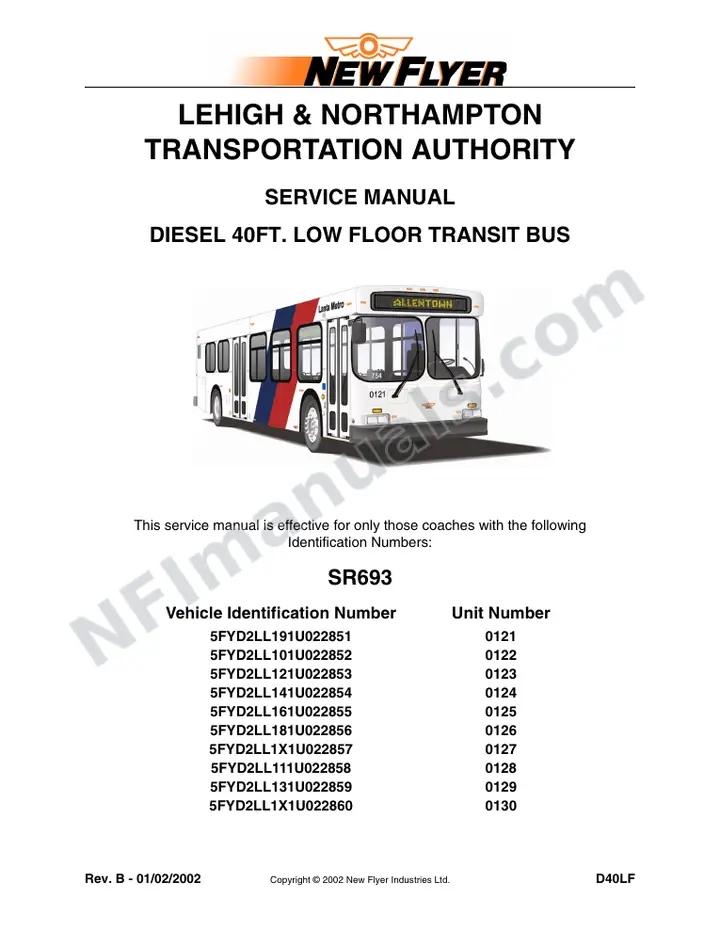 SR693/754 Service Manual, Lehigh & Northampton Transportation Authority (LANTA) first-page preview