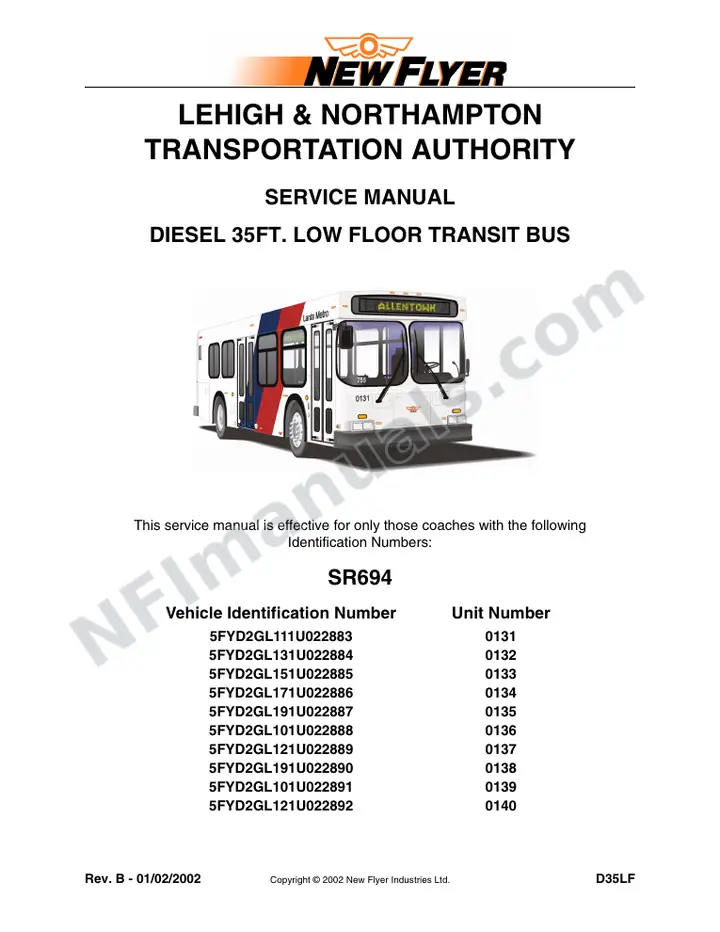 SR694/755 Service Manual, Lehigh & Northampton Transportation Authority (LANTA) first-page preview