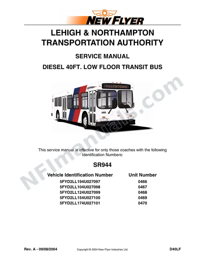 SR944 Service Manual, Lehigh & Northampton Transportation Authority (LANTA) first-page preview