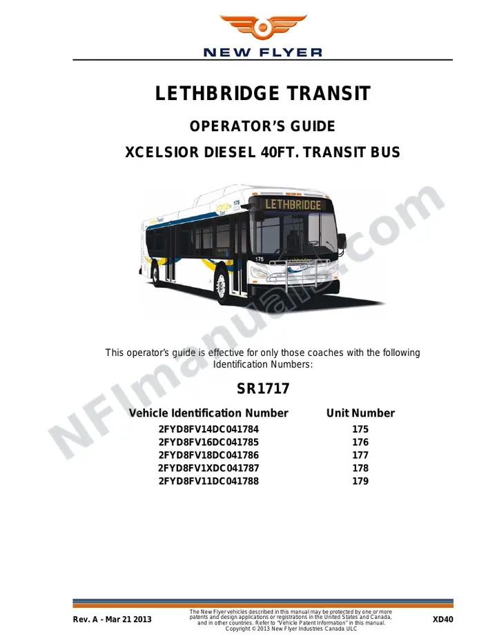 New Flyer XD40 Manual Package - Lethbridge Transit included manual preview
