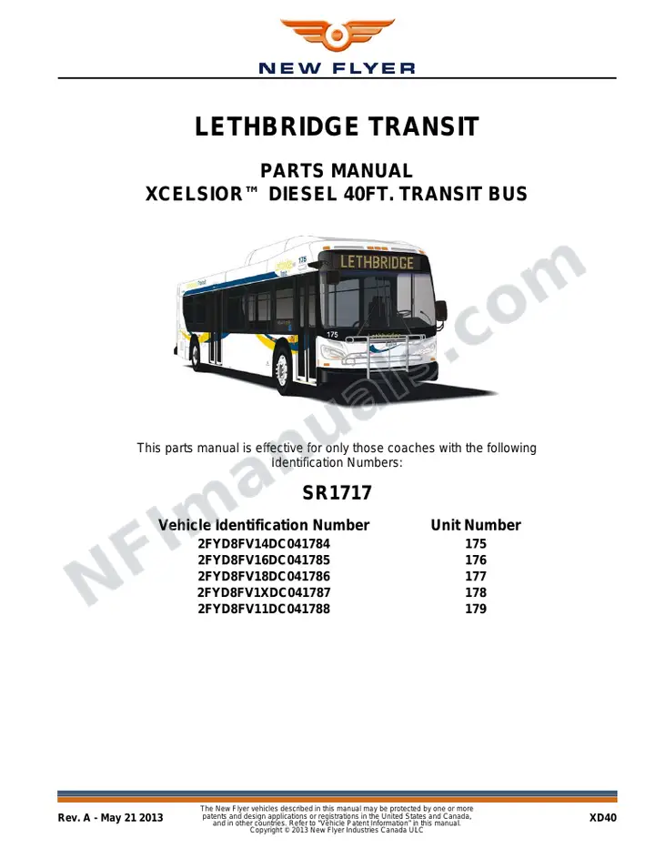 SR1717 Parts Manual, Lethbridge Transit first-page preview