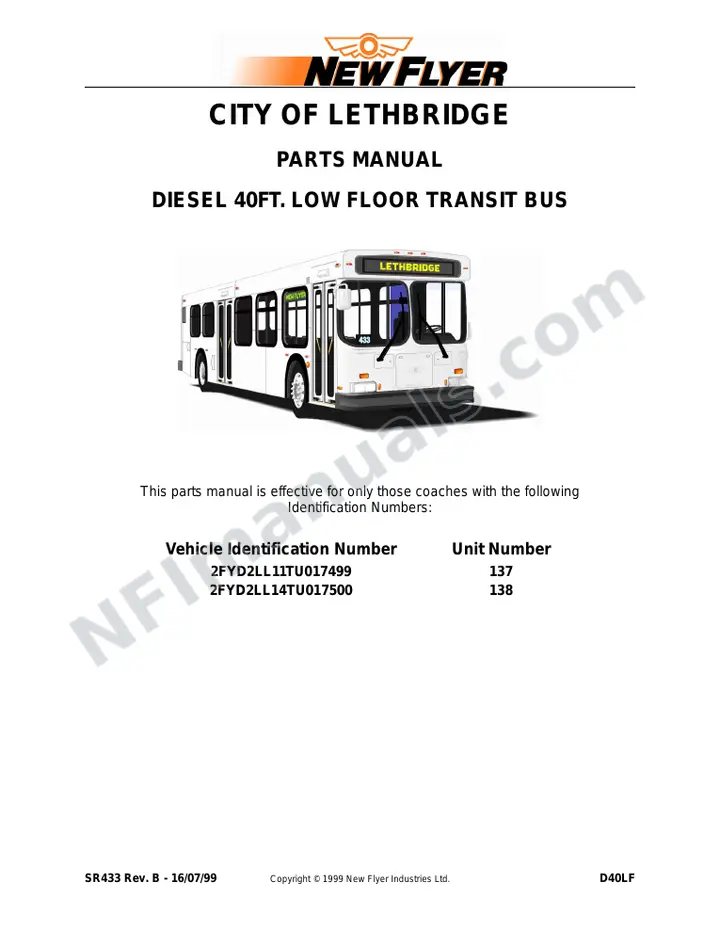 SR433 Parts Manual, City of Lethbridge first-page preview
