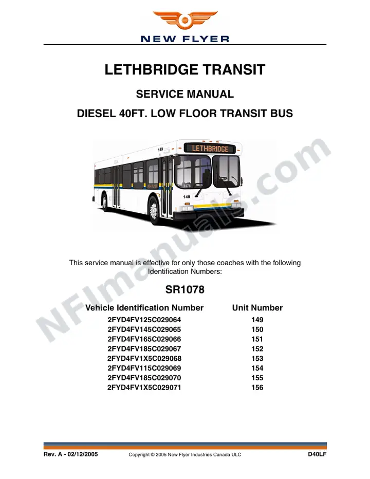 SR1078 Service Manual, Lethbridge Transit first-page preview