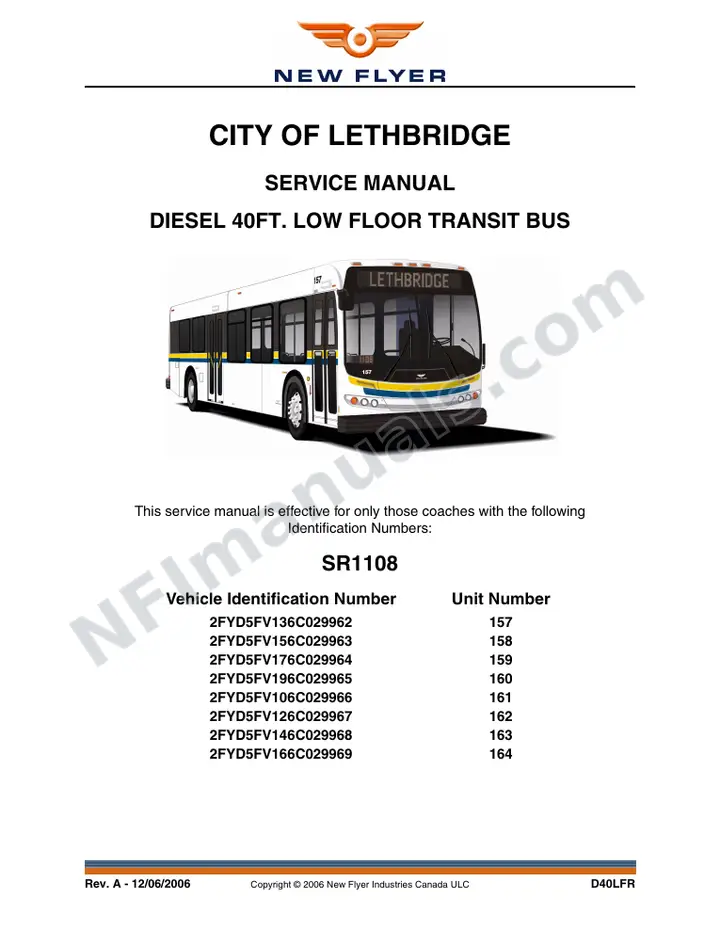 SR1108 Service Manual, City of Lethbridge first-page preview