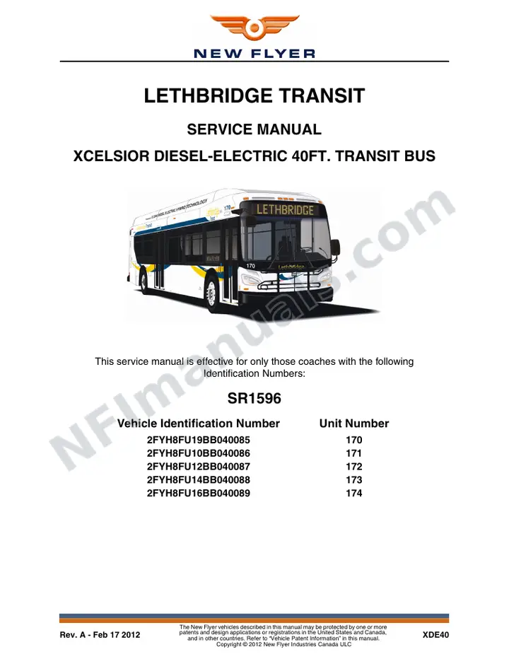 SR1596 Service Manual, Lethbridge Transit first-page preview