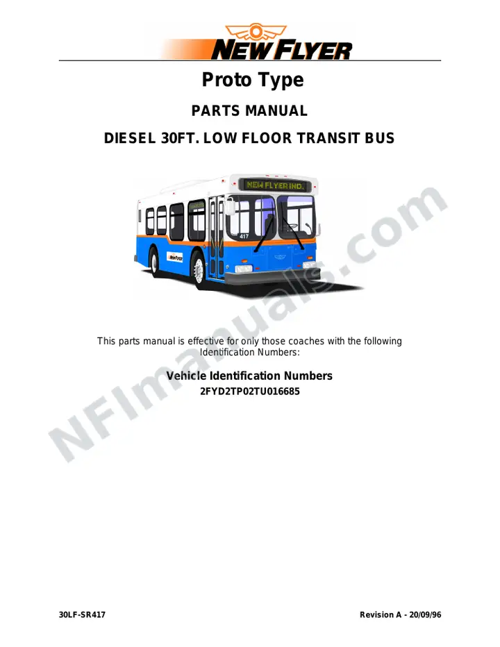 SR417 Parts Manual, 30' Low Floor ProtoType first-page preview