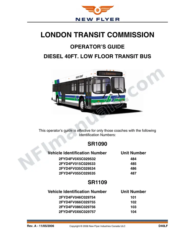 SR1090/1109 Operator's Guide, London Transit Commission first-page preview