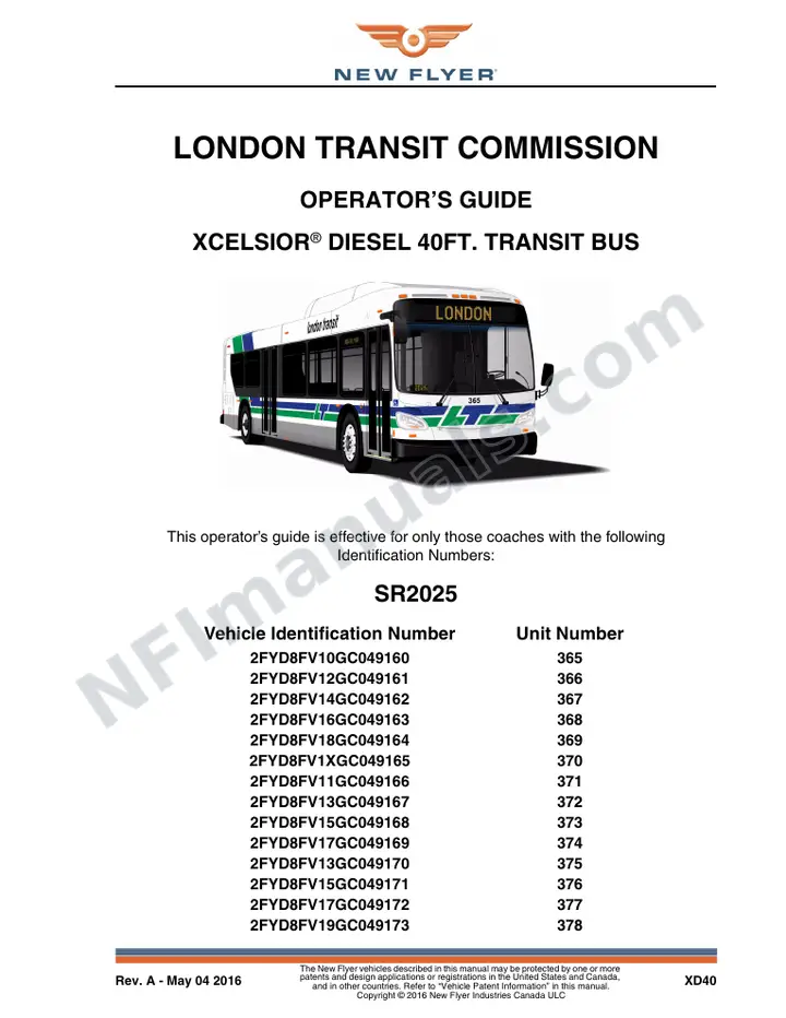 SR2025 Operator's Guide, London Transit Commission first-page preview