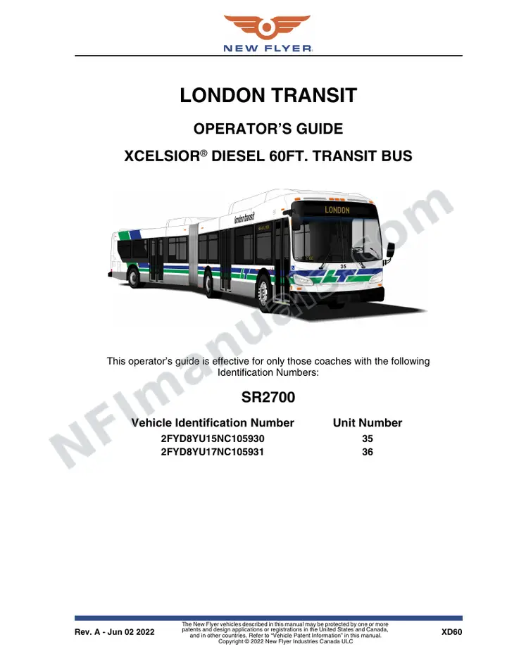 SR2700 Operator's Guide, London Transit first-page preview