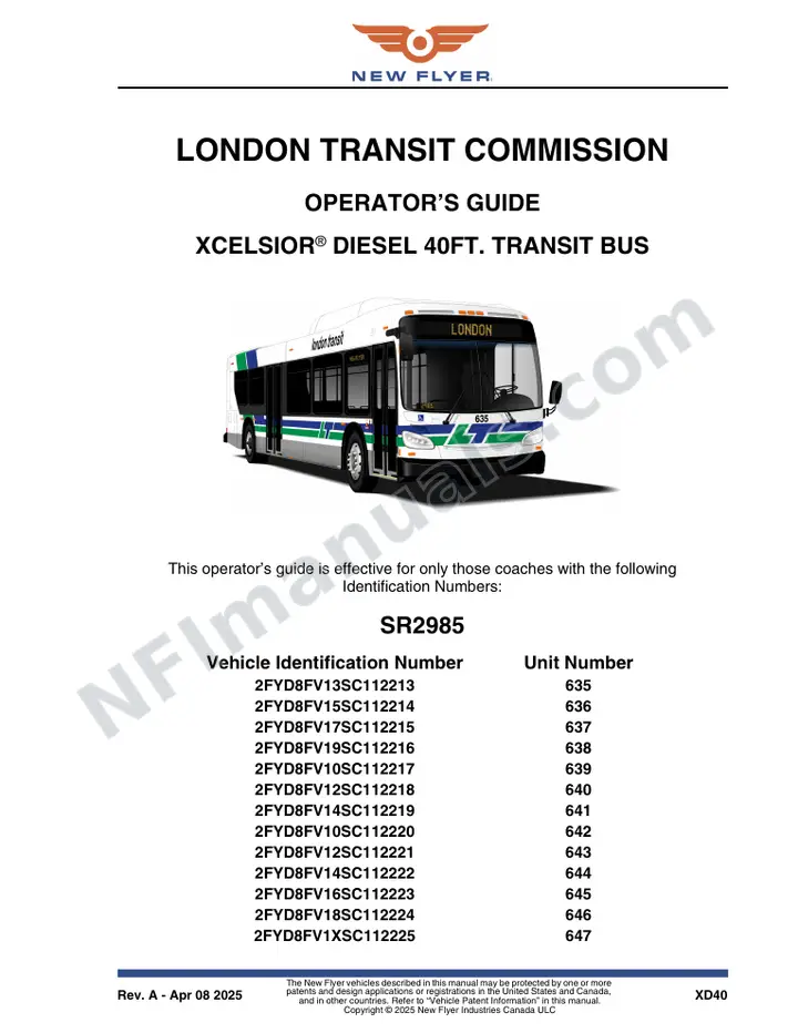 SR2985 Operator's Guide, London Transit Commission first-page preview
