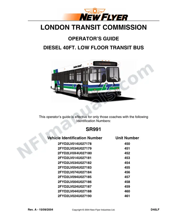 SR991 Operator's Guide, London Transit Commission first-page preview