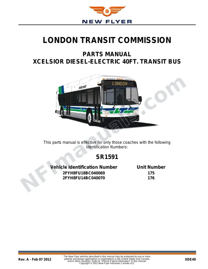 SR1591 Parts Manual, London Transit Commission first-page preview
