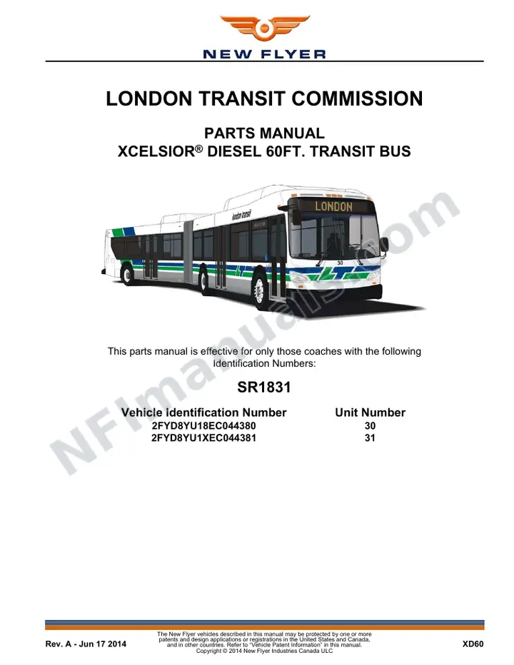 SR1831 Parts Manual, London Transit Commission first-page preview