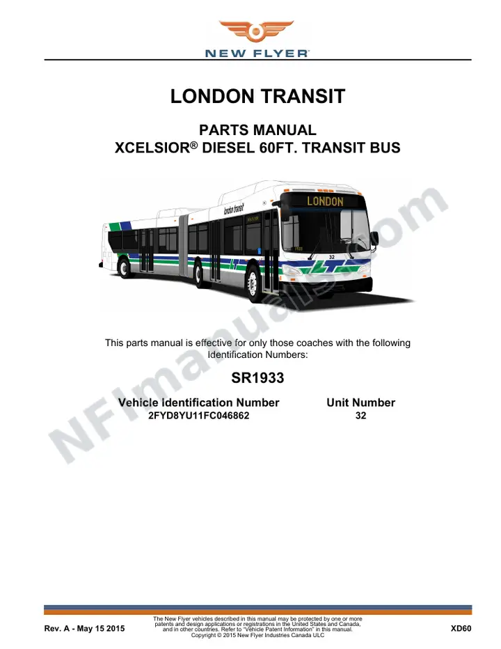 SR1933 Parts Manual, London Transit first-page preview