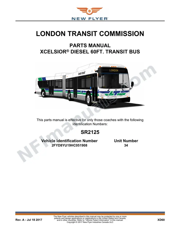 SR2125 Parts Manual, London Transit Commission first-page preview