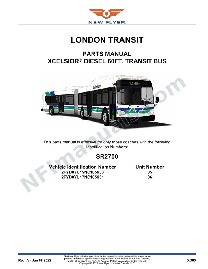 SR2700 Parts Manual, London Transit first-page preview
