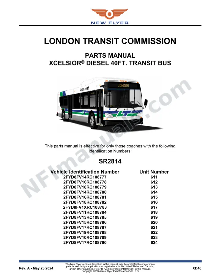 SR2814 Parts Manual, London Transit Commission first-page preview