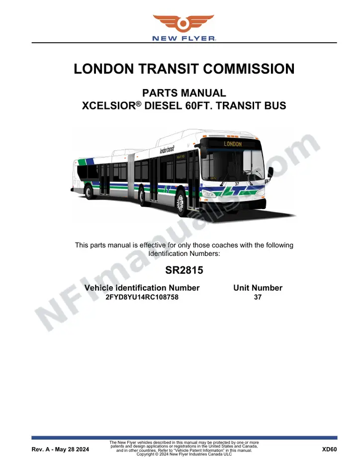 SR2815 Parts Manual, London Transit Commission first-page preview