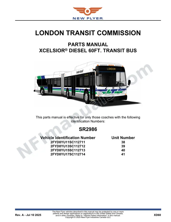 SR2986 Parts Manual, London Transit Commission first-page preview