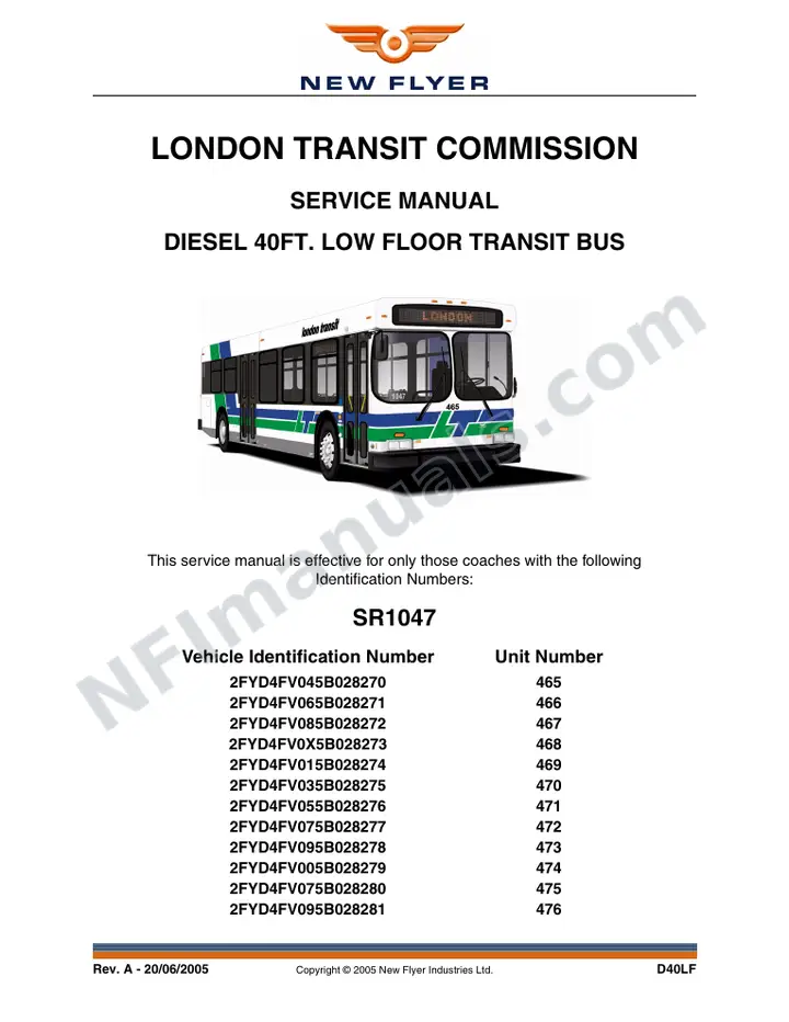 SR1047 Service Manual, London Transit Commission first-page preview