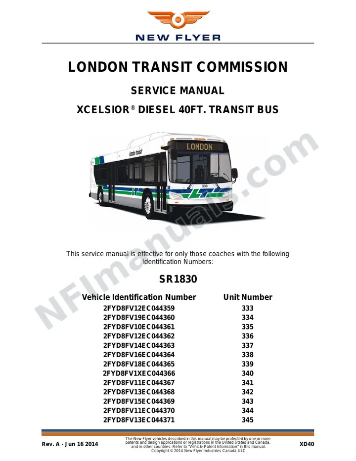 SR1830 Service Manual, London Transit Commission first-page preview