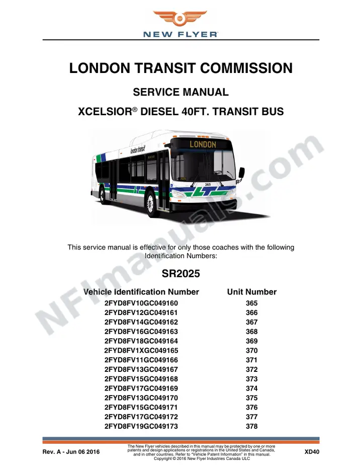 SR2025 Service Manual, London Transit Commission first-page preview