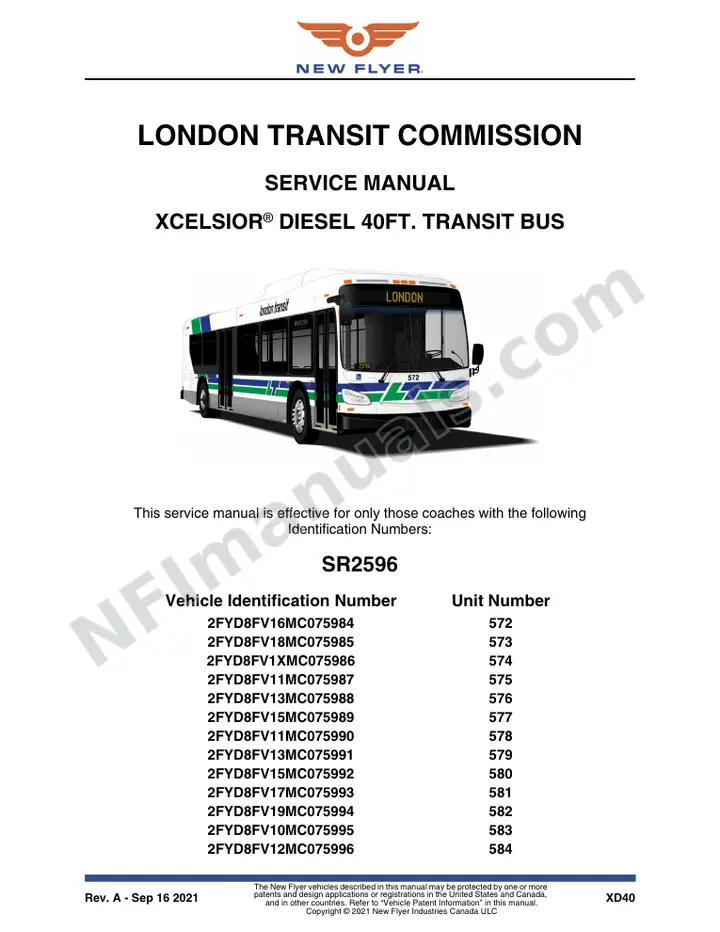 SR2596 Service Manual, London Transit Commission first-page preview