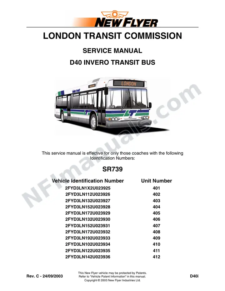 SR739/835/902 Service Manual, London Transit Commission first-page preview