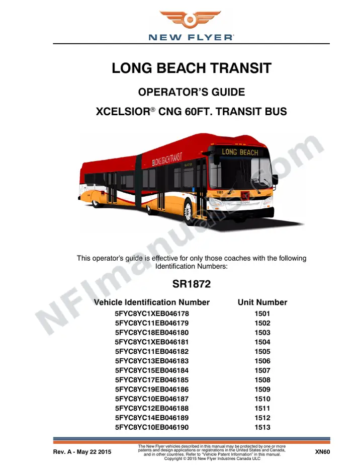 New Flyer XN60 Manual Package - Long Beach Transit included manual preview
