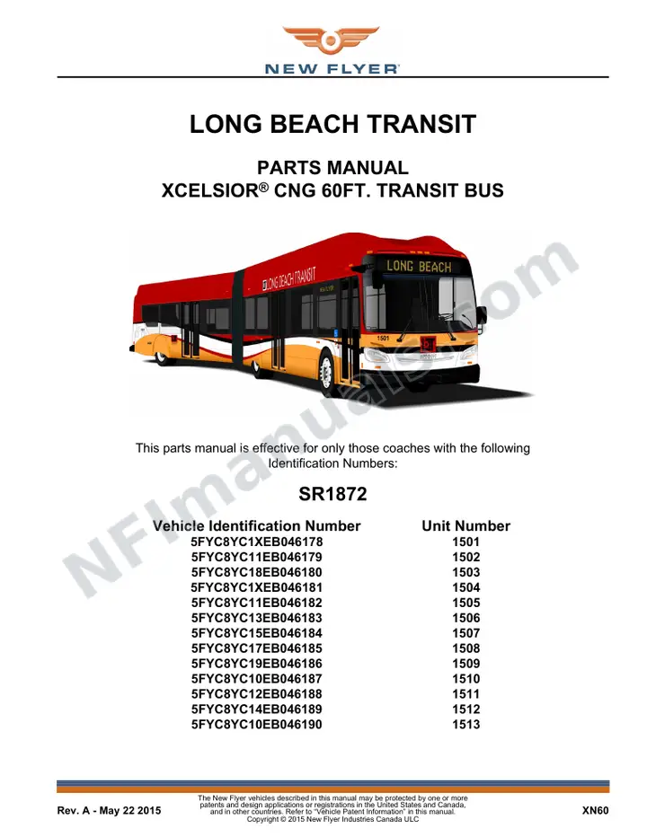 SR1872 Parts Manual, Long Beach Transit first-page preview