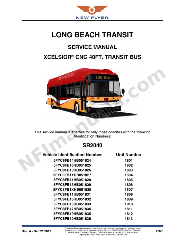 SR2040 Service Manual, Long Beach Transit first-page preview