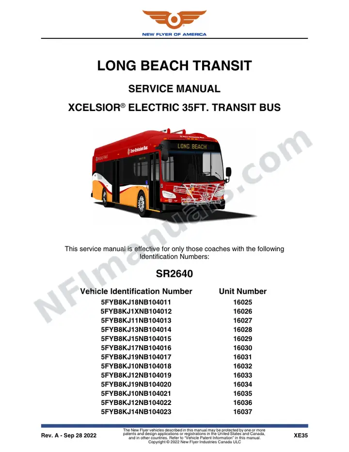 SR2640 Service Manual, Long Beach Transit first-page preview