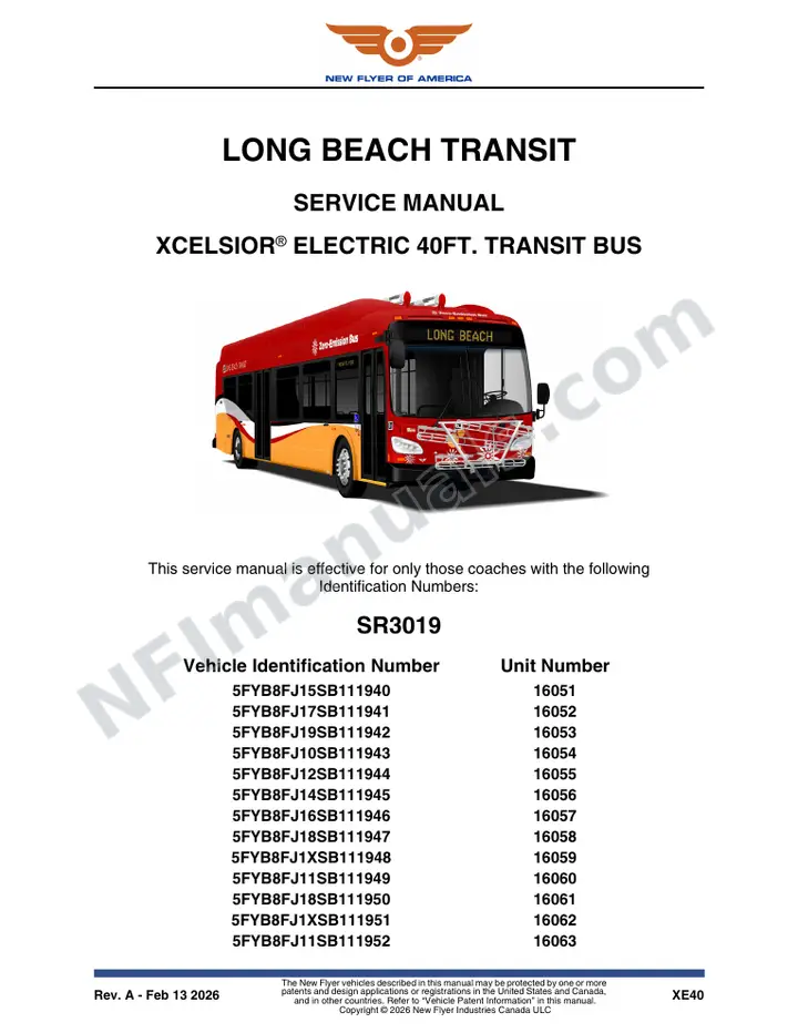 SR3019 Service Manual, Long Beach Transit first-page preview