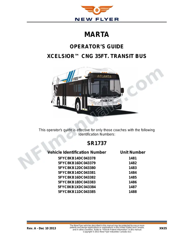 New Flyer XN35 Manual Package - MARTA included manual preview