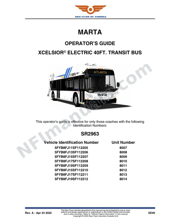 SR2963 Operator's Guide, MARTA first-page preview